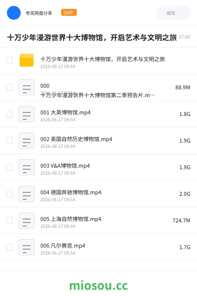 《十万少年漫游世界十大博物馆,开启艺术与文明之旅》教程网盘|学习资源网盘