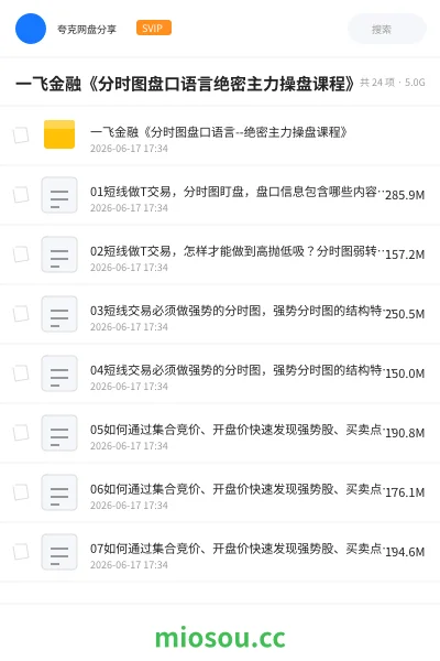 《一飞金融《分时图盘口语言绝密主力操盘课程》》教程学习资源封面