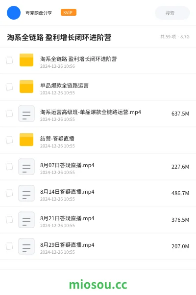《淘系全链路 盈利增长闭环进阶营》教程网盘|学习资源网盘