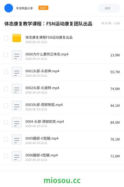 《体态康复教学课程:FSN运动康复团队出品》教程网盘|学习资源网盘