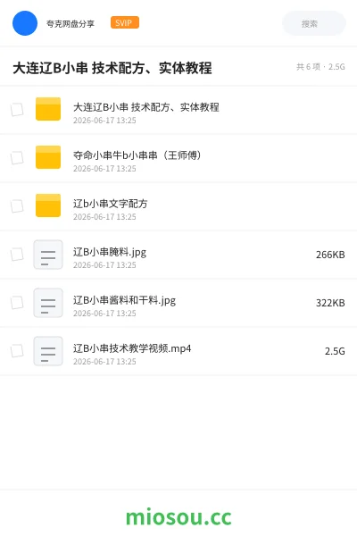 《大连辽B小串 技术配方、实体教程》教程网盘|学习资源网盘