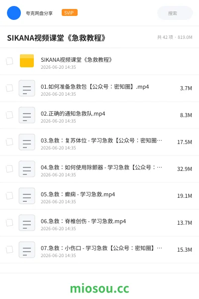 《SIKANA视频课堂《急救教程》》教程网盘|学习资源网盘