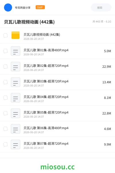《贝瓦儿歌视频动画 (442集)》动漫网盘|学习资源网盘