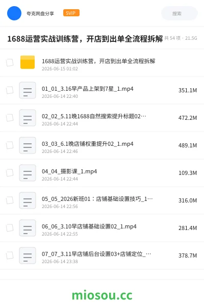《1688运营实战训练营,开店到出单全流程拆解》教程网盘|学习资源网盘