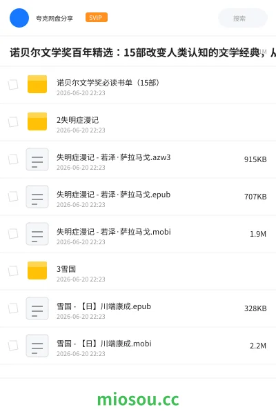 《诺贝尔文学奖百年精选:15部改变人类认知的文学经典,从1901到2026》书籍网盘|学习资源网盘
