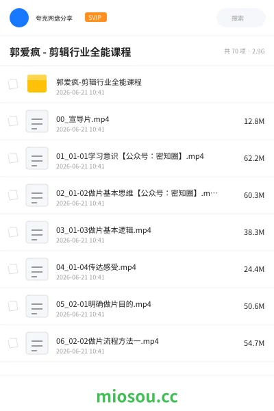 《郭爱疯 - 剪辑行业全能课程》教程网盘|学习资源网盘