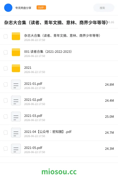 《杂志大合集(读者、青年文摘、意林、商界少年等等)》杂志学习资源封面