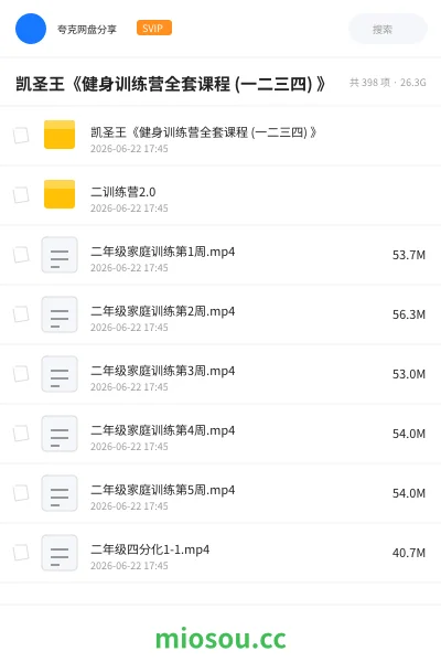 《凯圣王《健身训练营全套课程 (一二三四) 》》教程网盘|学习资源网盘