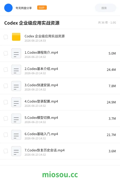 《Codex 企业级应用实战资源》人工智能网盘|学习资源网盘