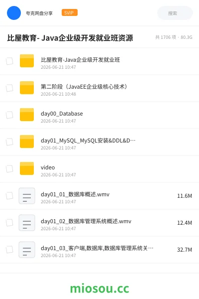 《比屋教育- Java企业级开发就业班资源》编程网盘｜学习资源网盘