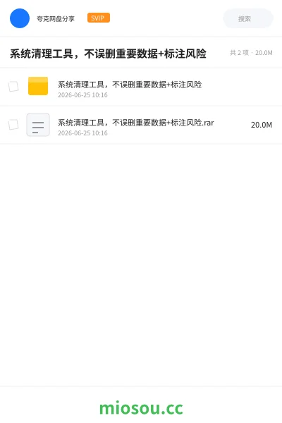《系统清理工具,不误删重要数据+标注风险》软件网盘|学习资源网盘