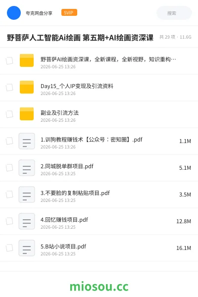 《野菩萨人工智能Ai绘画 第五期+AI绘画资深课》人工智能网盘|学习资源网盘