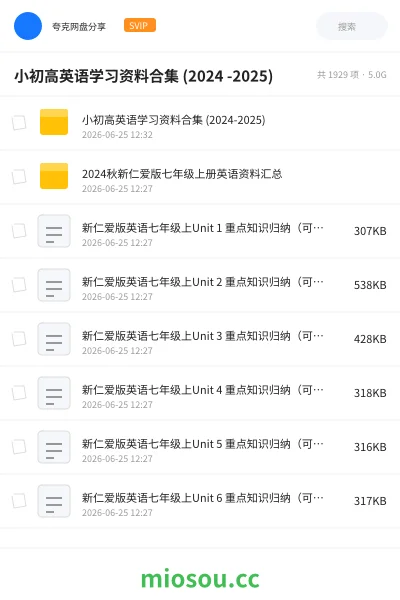 《小初高英语学习资料合集 (2024 -2025)》英语网盘｜学习资源网盘