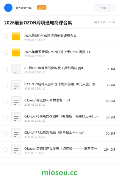 《2026最新OZON跨境通电商课合集》教程网盘|学习资源网盘
