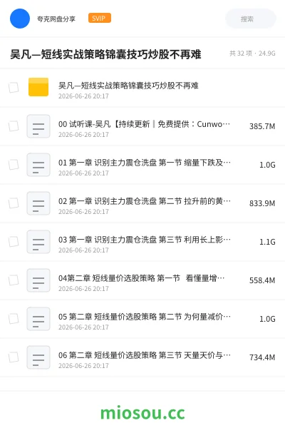 《吴凡—短线实战策略锦囊技巧炒股不再难》教程网盘|学习资源网盘