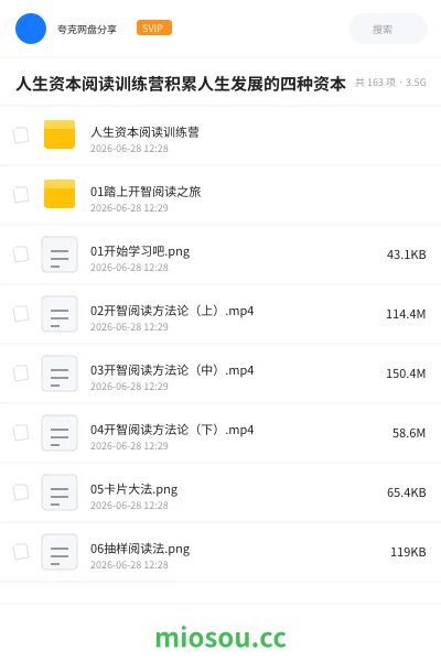 《人生资本阅读训练营积累人生发展的四种资本》教程网盘｜学习资源网盘