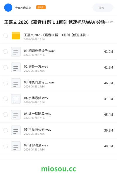 《王嘉文 2026《嘉音Ⅲ 醉 1 1直刻 低速抓轨WAV 分轨》音乐网盘|学习资源网盘
