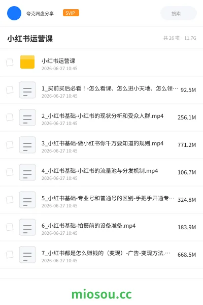 《小红书运营课》教程网盘｜学习资源网盘