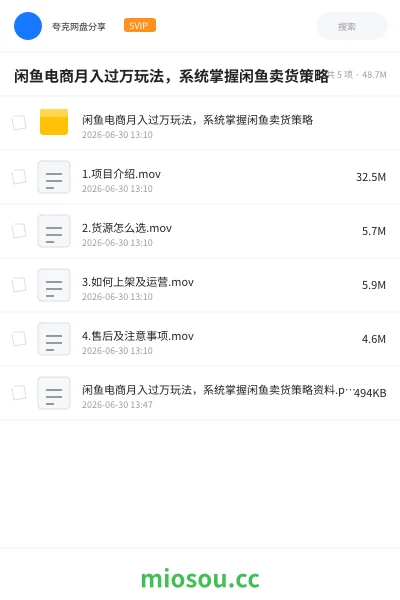 《闲鱼电商月入过万玩法,系统掌握闲鱼卖货策略》网赚学习资源封面