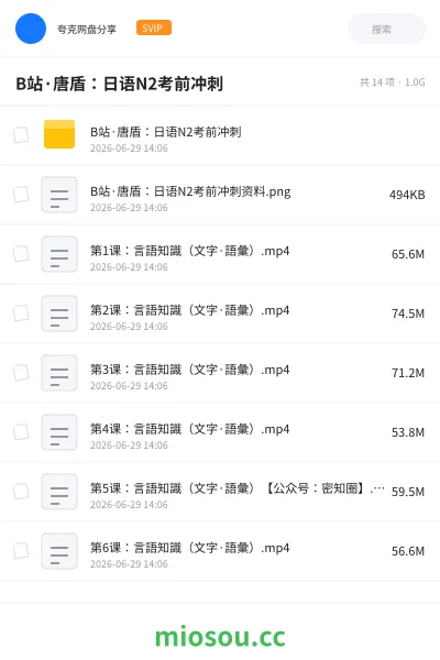 《B站·唐盾：日语N2考前冲刺》教程网盘｜学习资源网盘