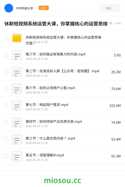 《休斯短视频系统运营大课,你掌握核心的运营思维》教程学习资源封面