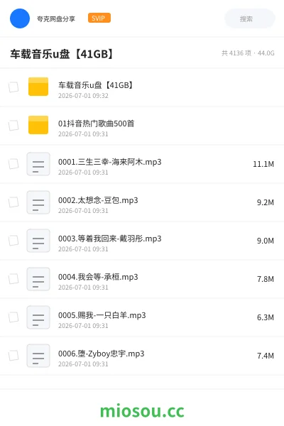 《车载音乐u盘【41GB】》音乐网盘|学习资源网盘