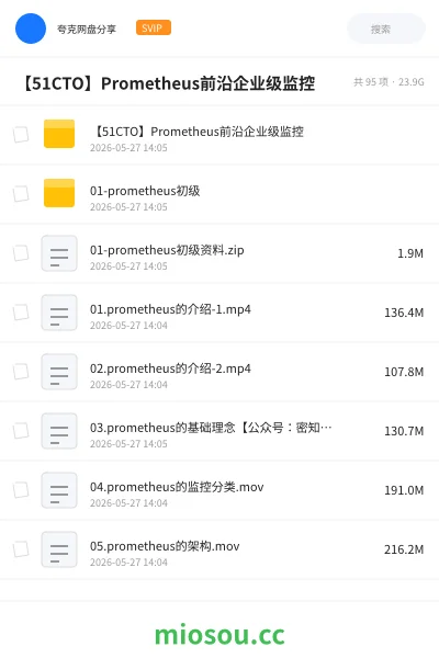 《【51CTO】Prometheus前沿企业级监控》编程网盘|学习资源网盘