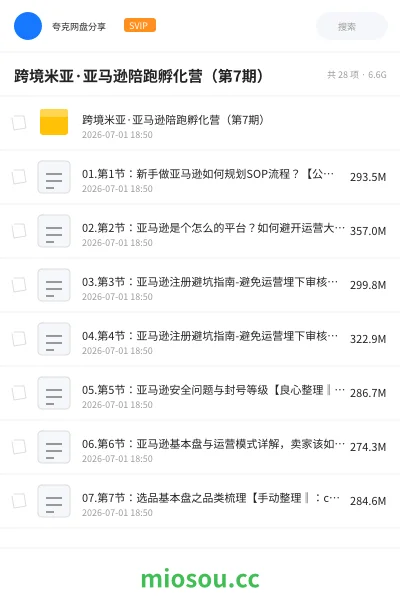 《跨境米亚·亚马逊陪跑孵化营(第7期)》教程网盘|学习资源网盘