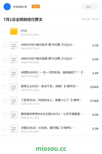 《7月1日全网财经付费文》教程网盘|学习资源网盘