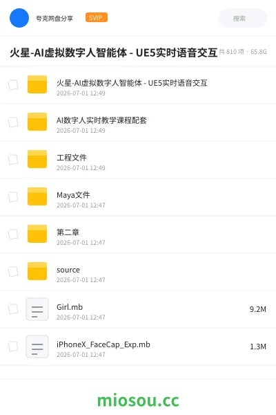 《火星-AI虚拟数字人智能体 - UE5实时语音交互》人工智能网盘|学习资源网盘