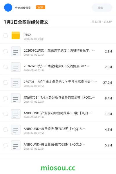 《7月2日全网财经付费文》教程网盘｜学习资源网盘