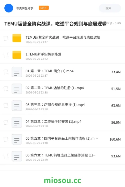 《TEMU运营全阶实战课,吃透平台规则与底层逻辑》教程网盘|学习资源网盘