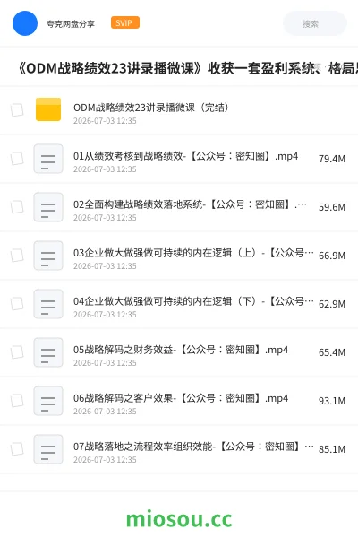 《《ODM战略绩效23讲录播微课》收获一套盈利系统、格局思维、绩效能力》教程网盘|学习资源网盘