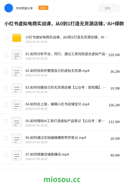 《小红书虚拟电商实战课,从0到1打造无货源店铺,AI+爆款笔记轻松变现》教程网盘|学习资源网盘
