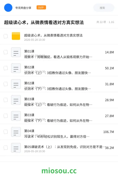 《超级读心术,从微表情看透对方真实想法》教程网盘|学习资源网盘