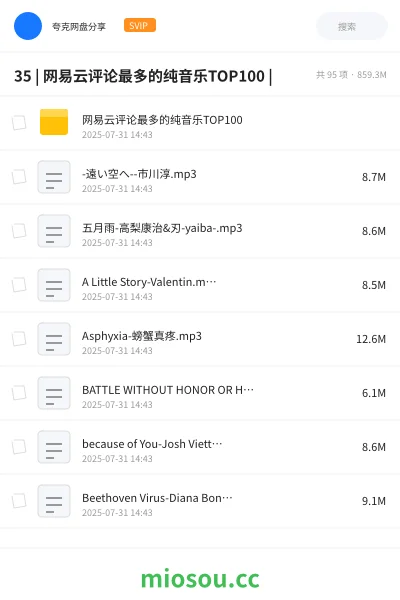 《35 | 网易云评论最多的纯音乐TOP100 |》音乐学习资源封面