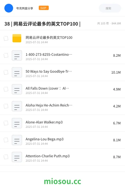 《38 | 网易云评论最多的英文TOP100 |》音乐网盘｜学习资源网盘