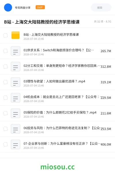 《B站 - 上海交大陆铭教授的经济学思维课》教程学习资源封面