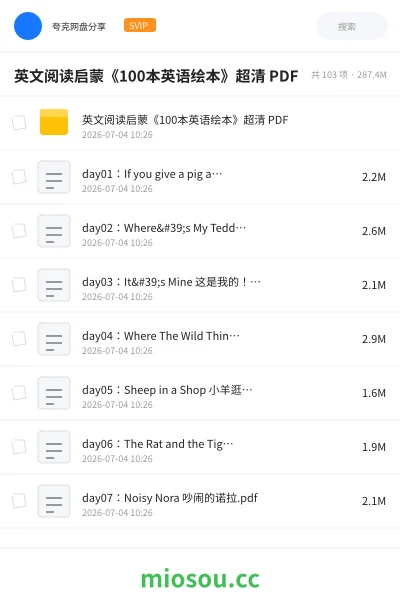 《英文阅读启蒙《100本英语绘本》超清 PDF》英语网盘｜学习资源网盘
