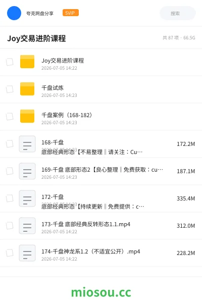 《Joy交易进阶课程》教程网盘|学习资源网盘