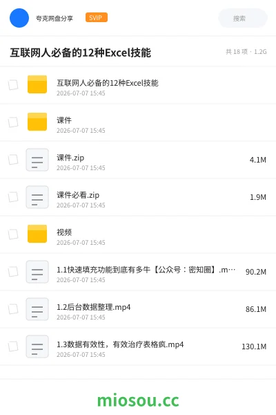 《互联网人必备的12种Excel技能》教程网盘|学习资源网盘
