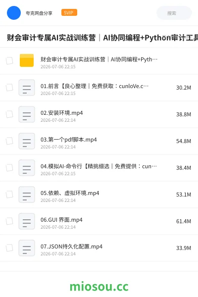 《财会审计专属AI实战训练营|AI协同编程+Python审计工具箱+Excel VBA加载项落地》人工智能网盘|学习资源网盘