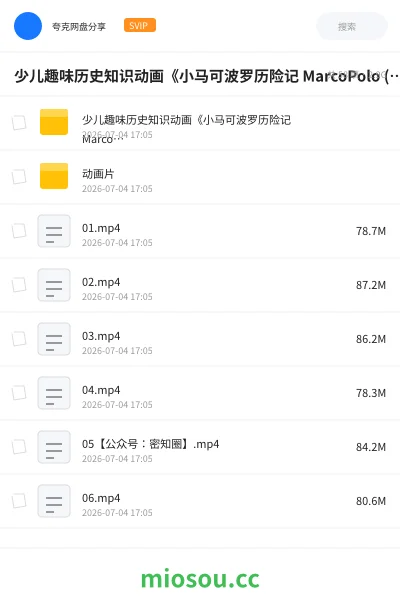 《少儿趣味历史知识动画《小马可波罗历险记 MarcoPolo (视频+音频) 》》动画网盘|学习资源网盘
