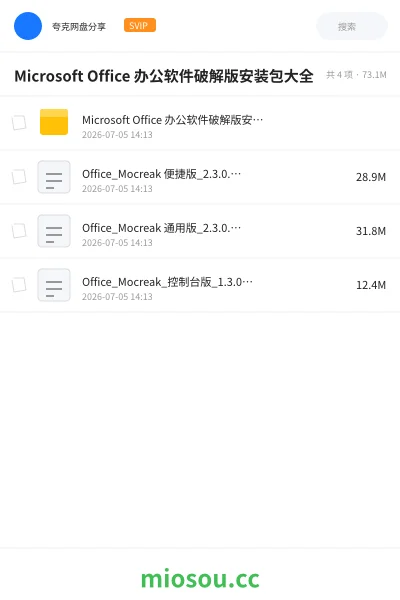 《Microsoft Office 办公软件破解版安装包大全》软件网盘|学习资源网盘