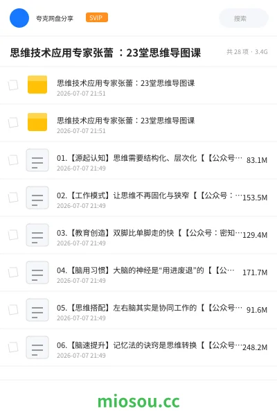 《思维技术应用专家张蕾 :23堂思维导图课》教程网盘|学习资源网盘