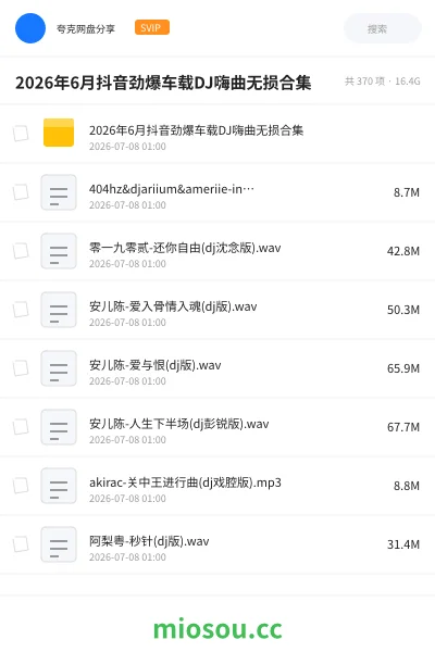 《2026年6月抖音劲爆车载DJ嗨曲无损合集》音乐网盘|学习资源网盘