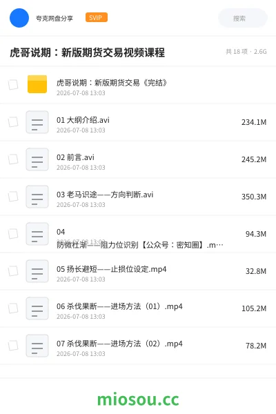 《虎哥说期:新版期货交易视频课程》教程网盘|学习资源网盘