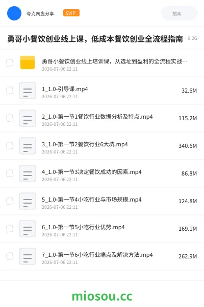 《勇哥小餐饮创业线上课,低成本餐饮创业全流程指南》教程学习资源封面