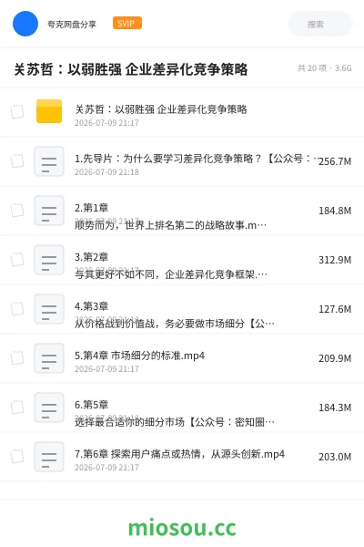 《关苏哲:以弱胜强 企业差异化竞争策略》教程学习资源封面