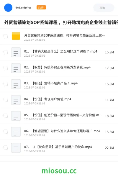 《外贸营销策划SOP系统课程 ,打开跨境电商企业线上营销任督二脉》教程网盘|学习资源网盘